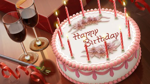 Happy Birthday Cake & Candles HD Desktop Wallpaper