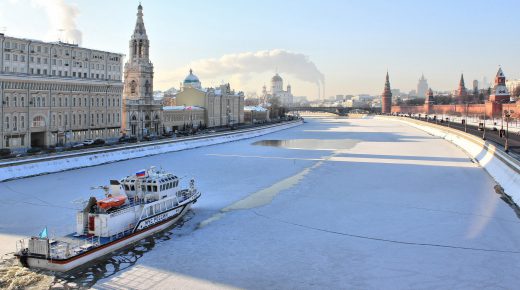Moscow Winter Season Boat in River HD Wallpaper
