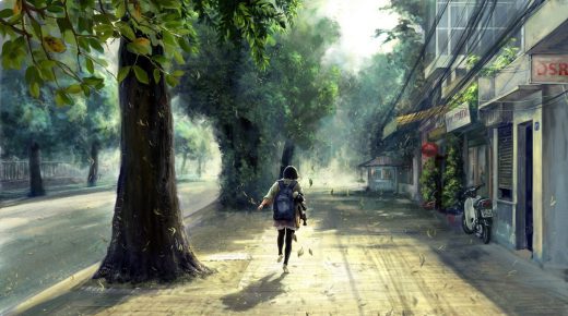 Anime Girl on Streets Wallpaper