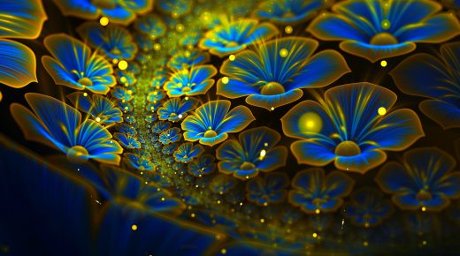 Glowing Flowers Blue & Yellow HD Wallpaper Backgrounds for mobile and PC Free images Download